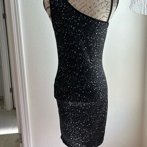 Elegant Black with white speckles mini Dress